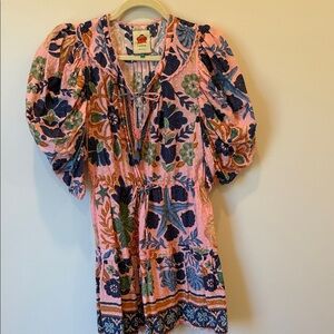 FARM Rio seashell tapestry short sleeve dress